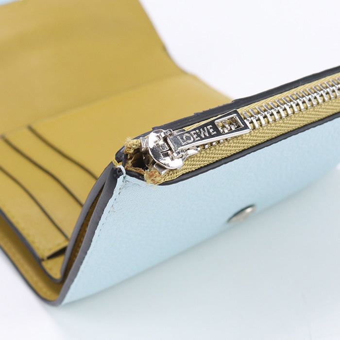 LOEWE Vertical wallet small Three fold wallet Calfskin  blue Women