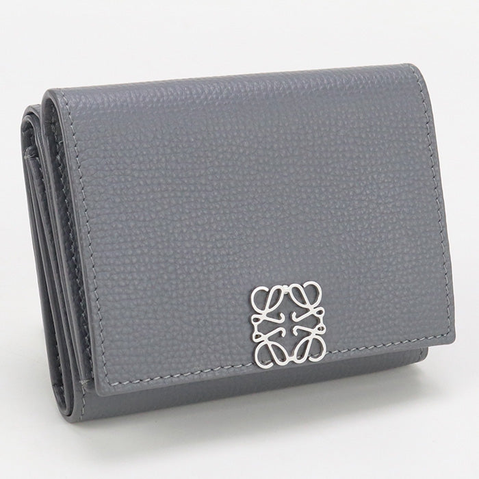 LOEWE C821TR2X02 Tri-fold wallet anagram Vertical wallet Calfskin gray Women