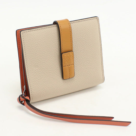 LOEWE C660Z41X01 Bi-fold wallet anagram Compact zip wallet Calfskin beige Women