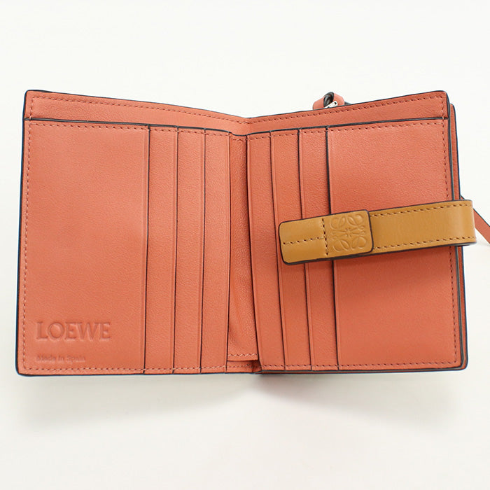 LOEWE C660Z41X01 Bi-fold wallet anagram Compact zip wallet Calfskin beige Women