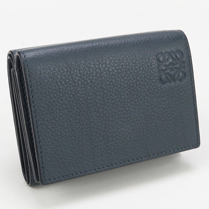 LOEWE C660TR2X04 Trifold wallet anagram Compact Wallet Calfskin Navy mens(unisex)