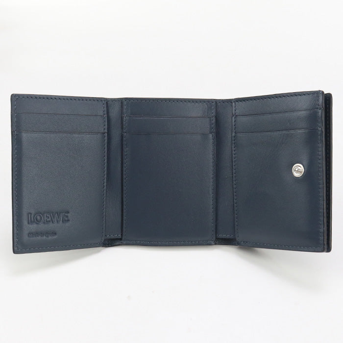 LOEWE C660TR2X04 Trifold wallet anagram Compact Wallet Calfskin Navy mens(unisex)