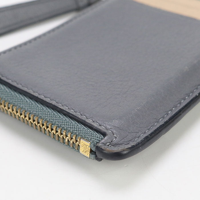 LOEWE Coin card holder puzzle Coin Pocket Calfskin gray mens