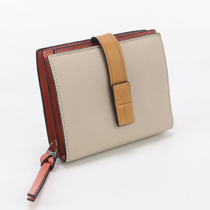 LOEWE C660Z41X02 Compact zip Folded wallet Calfskin beige Women
