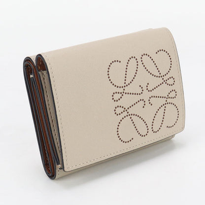 LOEWE C500TR2X01 Trifold anagram Three fold wallet Calfskin beige Women