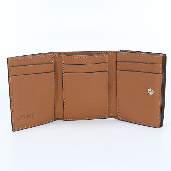 LOEWE C500TR2X01 Trifold anagram Three fold wallet Calfskin beige Women