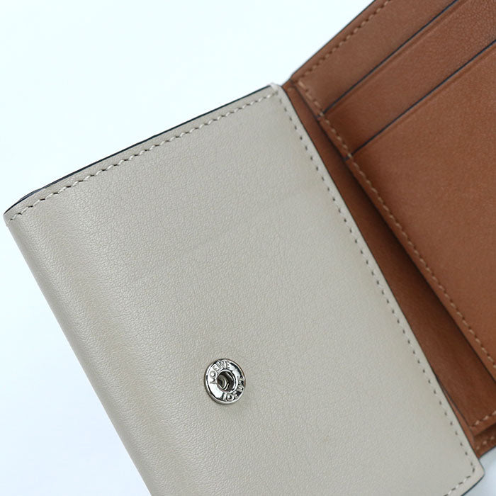 LOEWE C500TR2X01 Trifold anagram Three fold wallet Calfskin beige Women