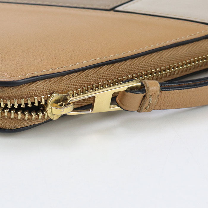 LOEWE C510T12X03 3943 Zip around wallet puzzle Purse Calfskin Brown Women