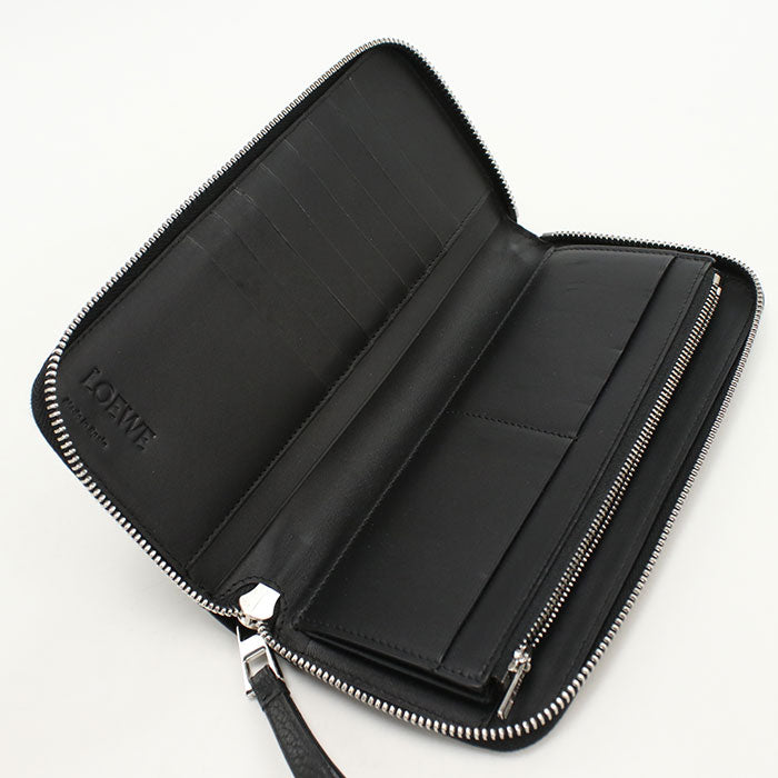 LOEWE C500U46X02 Long wallet anagram Brand Open Wallet Grain Calfskin Leather black mens(unisex)