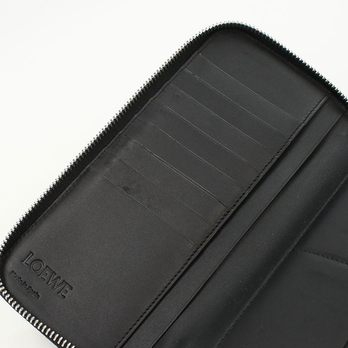 LOEWE C500U46X02 Long wallet anagram Brand Open Wallet Grain Calfskin Leather black mens(unisex)