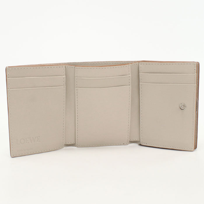 LOEWE C821TR2X02 Tri-fold wallet anagram Folding Wallet/Compact Wallet Calfskin beige Women