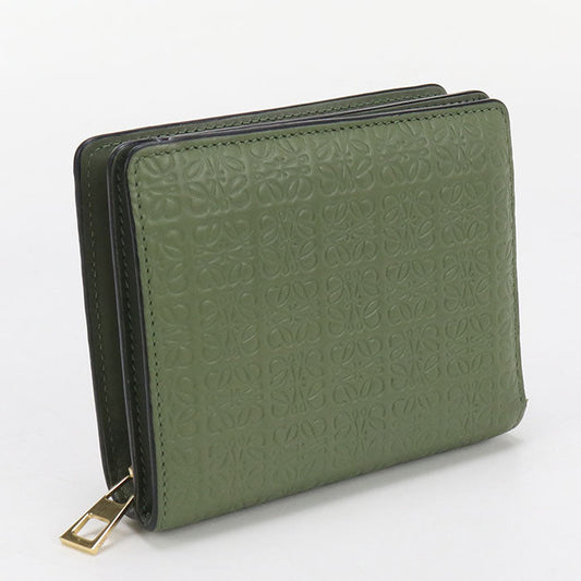 LOEWE C499Z41X03 Compact zip repeat Folded wallet Calfskin green Women