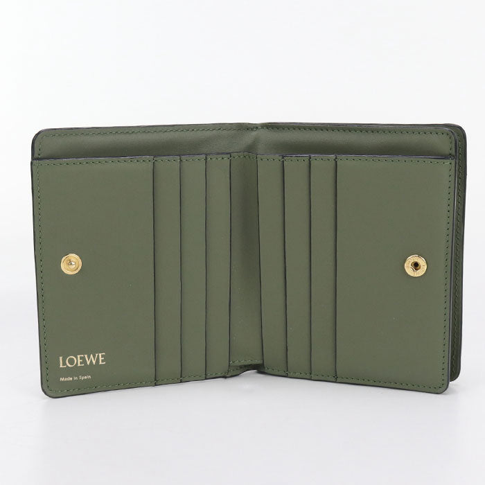 LOEWE C499Z41X03 Compact zip repeat Folded wallet Calfskin green Women