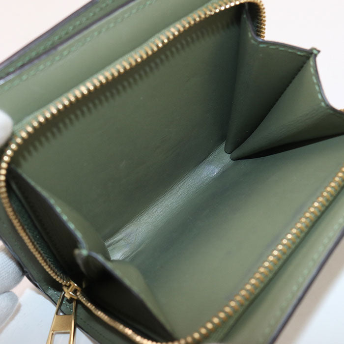 LOEWE C499Z41X03 Compact zip repeat Folded wallet Calfskin green Women