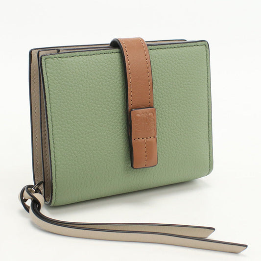 LOEWE Compact zip wallet Folded wallet Calfskin green Women