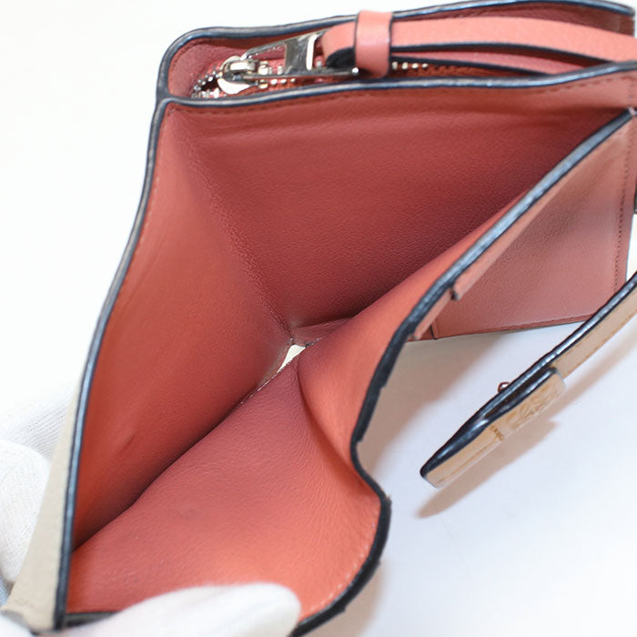 LOEWE Compact zip wallet Folded wallet leather beige Women