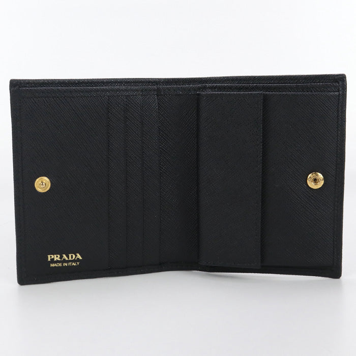PRADA Folded wallet/Safiano leather black unisex
