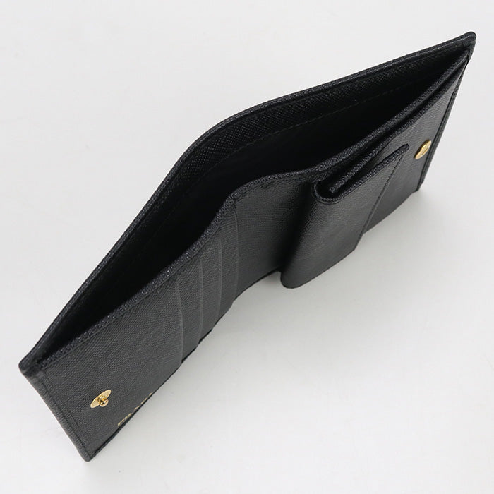 PRADA Folded wallet/Safiano leather black unisex