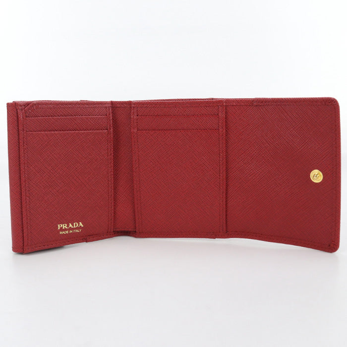 PRADA Three fold wallet/Safiano leather Red Women