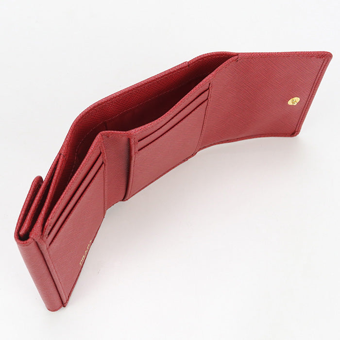 PRADA Three fold wallet/Safiano leather Red Women