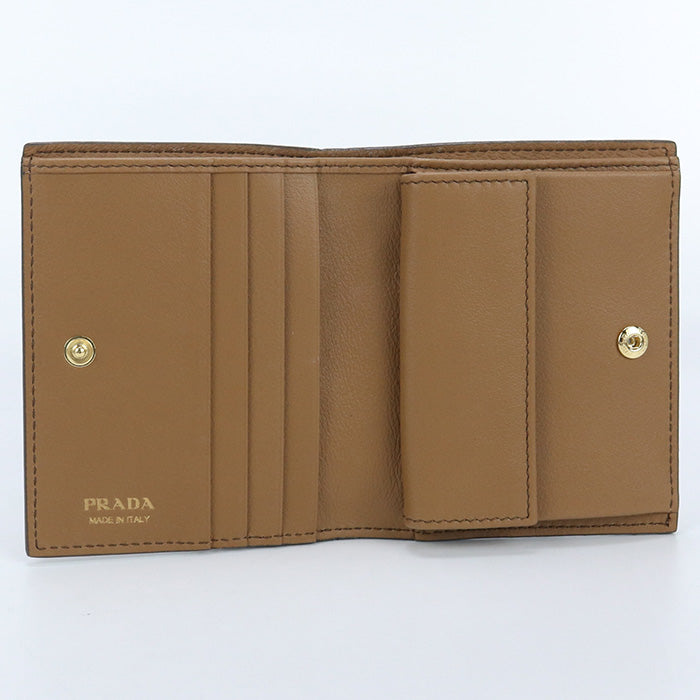PRADA Folded Wallet Folded wallet leather Brown Women