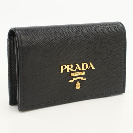 PRADA 1MC122 Card Case name card holder Safiano leather Black Women