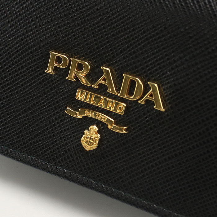 PRADA 1MC122 Card Case name card holder Safiano leather Black Women