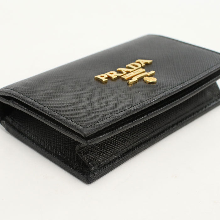 PRADA 1MC122 Card Case name card holder Safiano leather Black Women