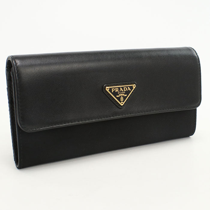PRADA 1M1037 saffiano triangle Purse folio Calfskin Nylon Black Women