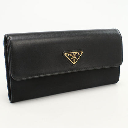 PRADA 1M1037 saffiano triangle Purse folio Calfskin Nylon Black Women