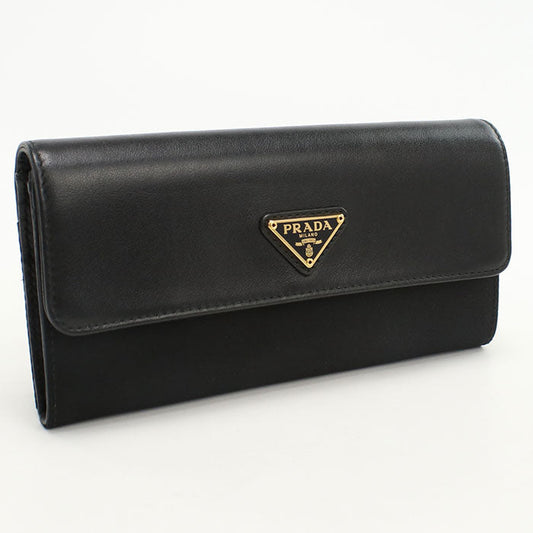 PRADA 1M1037 saffiano triangle Purse folio Calfskin Nylon Black Women