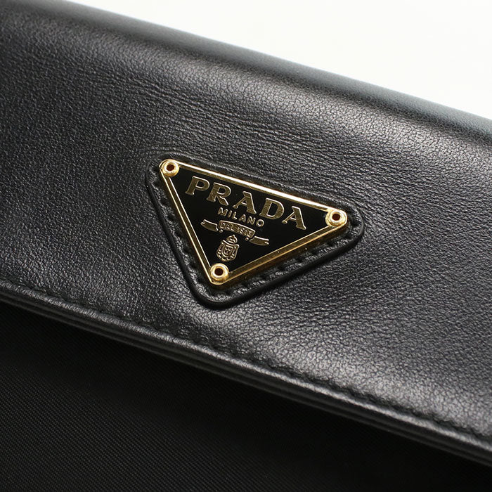 PRADA 1M1037 saffiano triangle Purse folio Calfskin Nylon Black Women