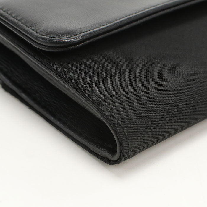 PRADA 1M1037 saffiano triangle Purse folio Calfskin Nylon Black Women
