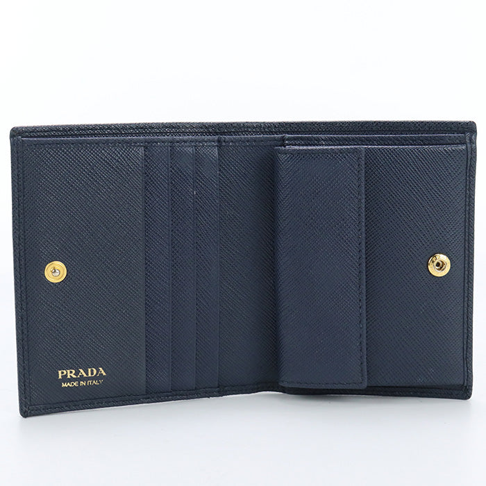 PRADA 1MV204 Saffiano Leather Wallet Bi-fold wallet with coin purse/Safiano Navy Women