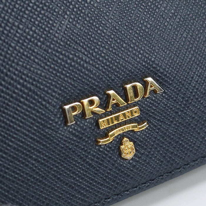 PRADA 1MV204 Saffiano Leather Wallet Bi-fold wallet with coin purse/Safiano Navy Women