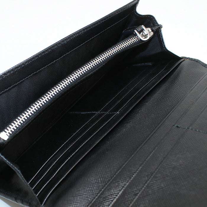 PRADA 1MH132 Long wallet purse Saffiano Bifold Long Wallet leather black Women