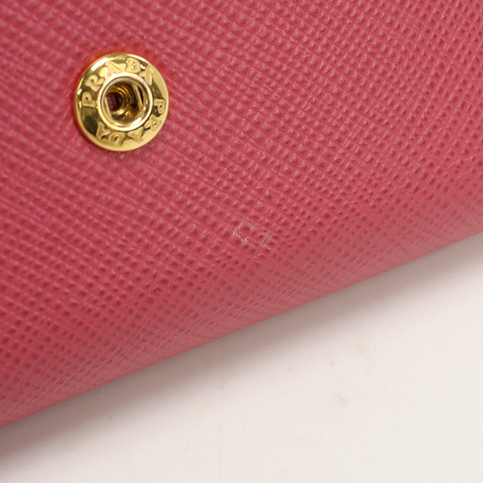 PRADA 1MH021 Tri-fold wallet Safiano Compact wallet leather pink Women