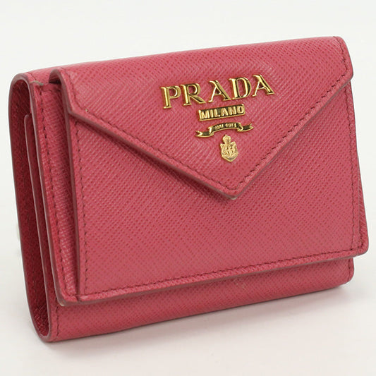 PRADA 1MH021 Tri-fold wallet Safiano Compact wallet leather pink Women