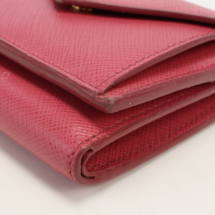 PRADA 1MH021 Tri-fold wallet Safiano Compact wallet leather pink Women