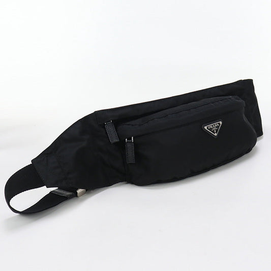 PRADA 2VL132 body bag Triangular plate Belt bag Waist bag Nylon black unisex