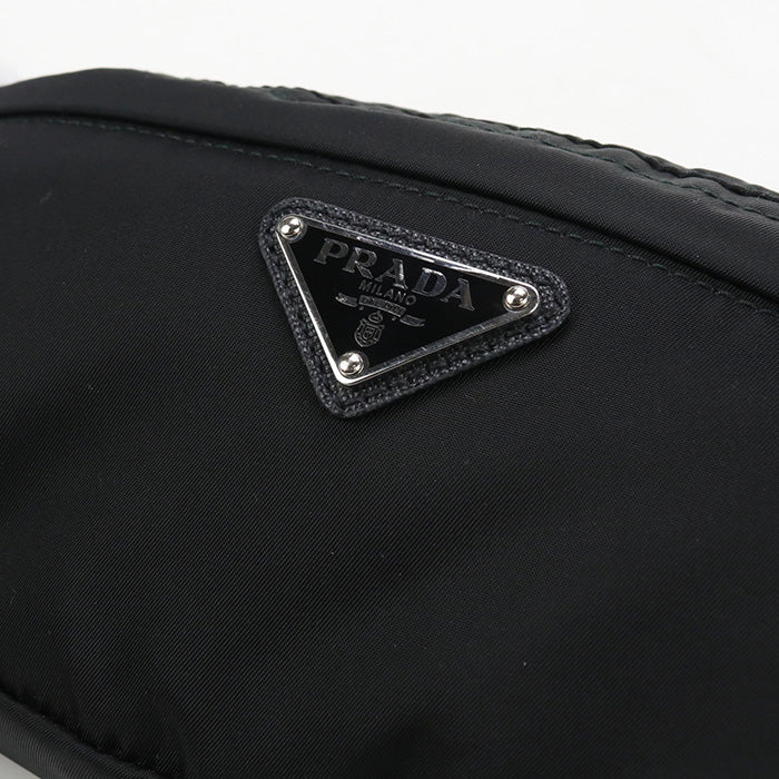 PRADA 2VL132 body bag Triangular plate Belt bag Waist bag Nylon black unisex