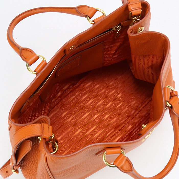PRADA 2WAYTote Bag Tote leather orange Women