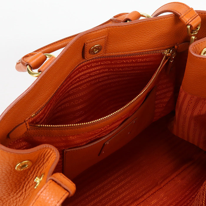 PRADA 2WAYTote Bag Tote leather orange Women
