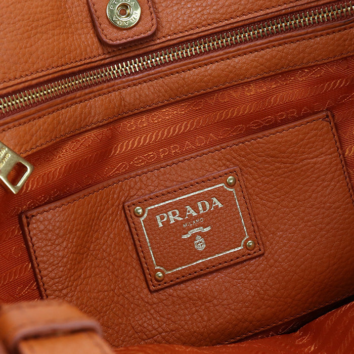 PRADA 2WAYTote Bag Tote leather orange Women