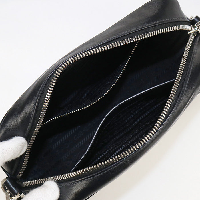 PRADA Shoulder Bag Banana Design Diagonal leather black Women