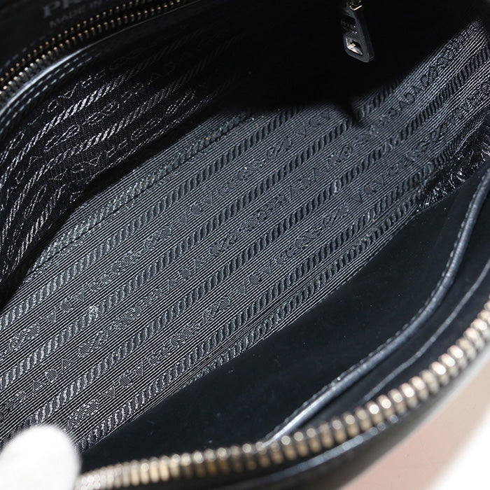 PRADA Shoulder Bag Banana Design Diagonal leather black Women