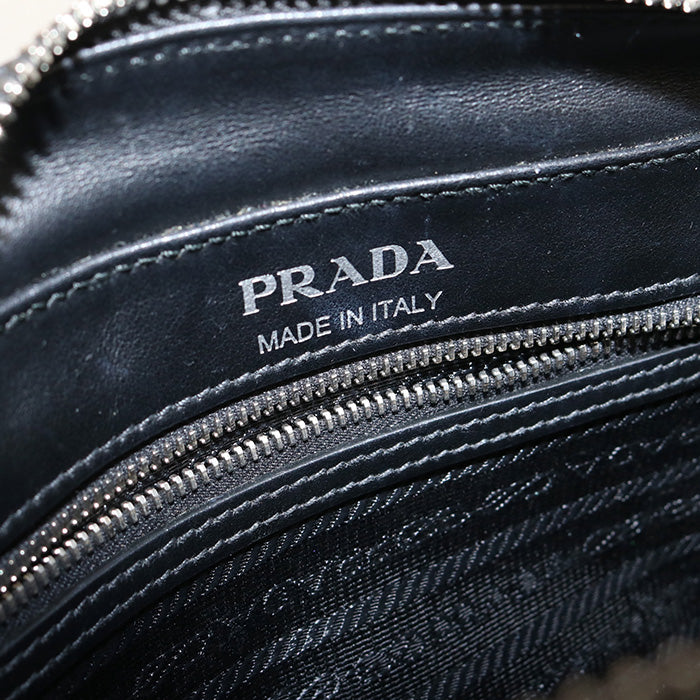 PRADA Shoulder Bag Banana Design Diagonal leather black Women