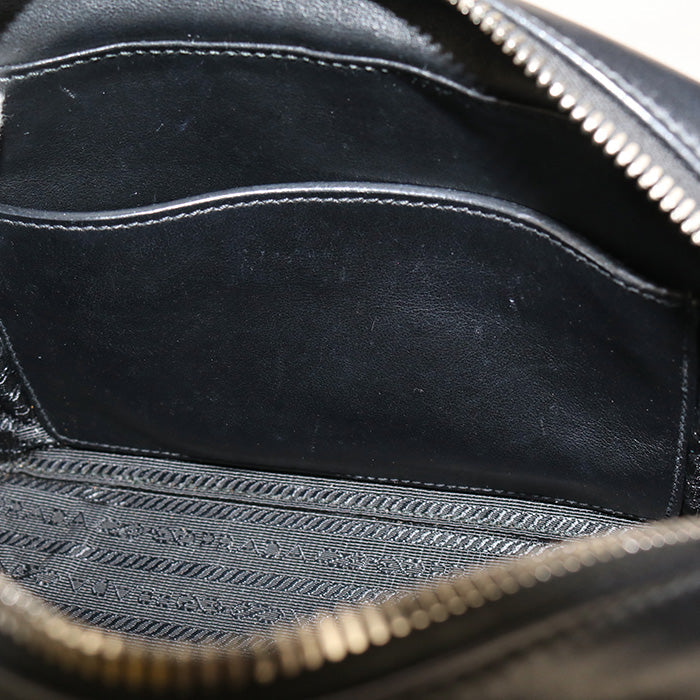 PRADA Shoulder Bag Banana Design Diagonal leather black Women