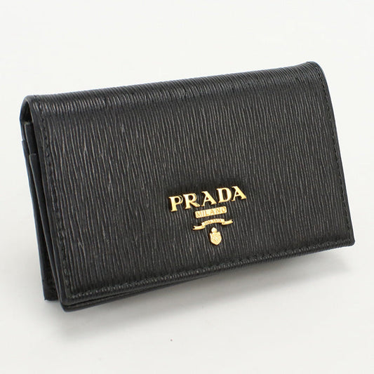 PRADA PR83772 Leather card holder name Black unisex