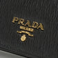 PRADA PR83772 Leather card holder name Black unisex